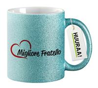 huuraa tazza glitterata Migliore Fratello Tazza regalo blu 330ml Migliore Fratello Presente