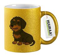 huuraa tazza glitterata Teckel de pelo duro Tazza da caffè regalo oro 330ml Teckel de pelo duro Presente