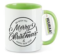 huuraa Tazza Merry Christmas Letrero Tazza da caffè regalo verde 330ml Merry Christmas Letrero souvenir