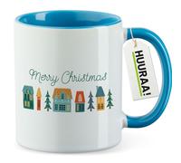 huuraa tazza Merry Christmas Pueblo navideño Tazza regalo blu 330ml Merry Christmas Pueblo navideño idea regalo