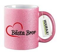 huuraa tazze glitterate Bästa Bror Tazza da caffè regalo rosa 330ml Bästa Bror souvenir
