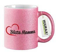 huuraa tazze glitterate Bästa Mamma Tazza da caffè regalo rosa 330ml Bästa Mamma souvenir
