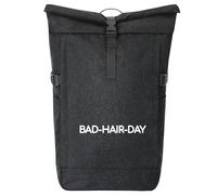 huuraa zaino da corriere Bad Hair Day Schriftzug Zaino regalo nero melange 30-44 litri roll-top fairtrade Bad Hair Day Schriftzug Presente