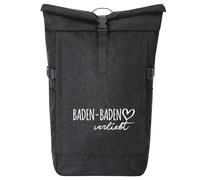 huuraa zaino da corriere Baden-Baden verliebt Zaino regalo nero melange 30-44 litri roll-top fairtrade Baden-Baden verliebt Presente