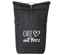 huuraa zaino da corriere Chef mit Herz Zaino regalo nero melange 30-44 litri roll-top fairtrade Chef mit Herz Presente