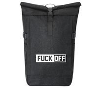 huuraa zaino da corriere Fuck Off Schriftzug Zaino regalo nero melange 30-44 litri roll-top fairtrade Fuck Off Schriftzug Presente