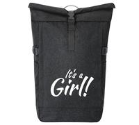 huuraa zaino da corriere It`s a Girl! Schriftzug Zaino regalo nero melange 30-44 litri roll-top fairtrade It`s a Girl! Schriftzug Presente