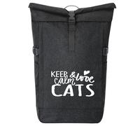 huuraa zaino da corriere Keep calm and love Cats Zaino regalo nero melange 30-44 litri roll-top fairtrade Keep calm and love Cats Presente
