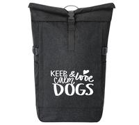 huuraa zaino da corriere Keep calm and love Dogs Zaino regalo nero melange 30-44 litri roll-top fairtrade Keep calm and love Dogs Presente