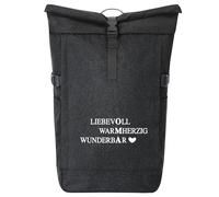 huuraa zaino da corriere Liebevoll Warmherzig Wunderbar Oma Zaino regalo nero melange 30-44 litri roll-top fairtrade Liebevoll Warmherzig Wunderbar Oma Presente