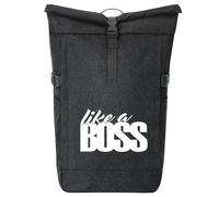 huuraa zaino da corriere like a Boss Spruch Zaino regalo nero melange 30-44 litri roll-top fairtrade like a Boss Spruch Presente