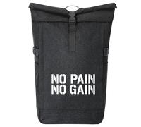 huuraa zaino da corriere No pain gain Hantel Zaino regalo nero melange 30-44 litri roll-top fairtrade No pain gain Hantel Presente