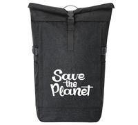 huuraa zaino da corriere Save the Planet Schriftzug Zaino regalo nero melange 30-44 litri roll-top fairtrade Save the Planet Schriftzug Presente