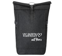 huuraa zaino da corriere Veganierin mit Herz Zaino regalo nero melange 30-44 litri roll-top fairtrade Veganierin mit Herz Presente