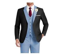 HUUTOE - Traje de tres piezas para hombre, corte ajustado, para bodas, padrinos de boda, bailes de graduación y negocios, conjunto de saco de esmóquin con un botón, chaqueta Blazer, chaleco y