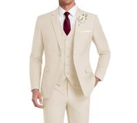HUUTOE - Traje de tres piezas para hombre, corte ajustado, para bodas, padrinos de boda, bailes de graduación y negocios, conjunto de saco de esmóquin con un botón, chaqueta Blazer, chaleco y