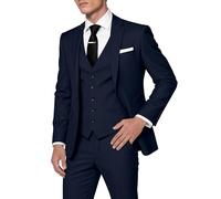 HUUTOE Trajes de 3 piezas para hombre, ajuste delgado, trajes de graduación para hombre, vestido de boda, traje de verano, chaqueta, chaleco, pantalones, esmoquin, Azul marino, X-Large