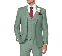 HUUTOE Trajes de 3 Piezas para Hombre, Ajuste Delgado, Trajes de graduación para Hombre, Vestido de Boda, Traje de Verano, Chaqueta, Chaleco, Pantalones, Esmoquin, Verde Salvia, XX-Large