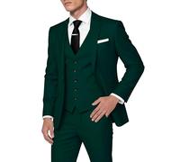 HUUTOE Trajes de 3 Piezas para Hombre, Ajuste Delgado, Trajes de graduación para Hombre, Vestido de Boda, Traje de Verano, Chaqueta, Chaleco, Pantalones, Esmoquin, Verde Oscuro, X-Large