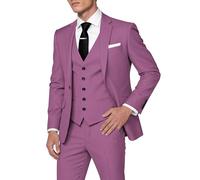 HUUTOE Trajes de 3 piezas para hombre, corte ajustado, trajes de graduación y boda para hombres, conjunto de blazer, chaqueta, chaleco y pantalones de esmoquin de verano, Lila, XX-Large