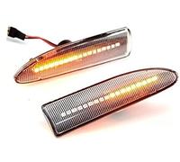 HUVNEXA 2 luces indicadoras de coche, para Jaguar Xtype 2002-2009, señal giro lateral dinámica, guardabarros con flujo agua, cristal para blanco ámbar Luz de marcador lateral del guardabarros(White)