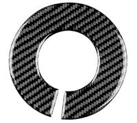 HUVNEXA Embellecedor de consola central, para Fiat 500 2008-2024, marco control CA, salida aire, molduras interiores coche Pegatina del panel de cambio de marchas(BLACK Steering Ring Black)