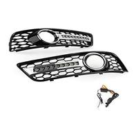 HUVNEXA Par de alerones parrilla malla, embellecedor lámpara luz antiniebla delantera cromada negra, for A3, for 8P 2008-2013 8P0807682J 8P0807681AA Rejilla de luz antiniebla delantera del coche