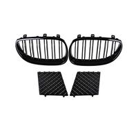 HUVNEXA Rejilla izquierda y derecha de doble línea + cubierta parrilla del parachoques inferior, for, for E60 E61 5series M Sport 2003-2010 negro Parrilla del radiador delantero del coche