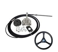 HUVNEXA Sistema de dirección mecánica giratoria turbina simple con motor fueraborda 12 pies rueda cable Sistema de timón para barcos marinos