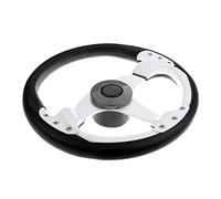 HUVNEXA Volante de barco 3 radios 13,5 pulgadas/340 mm diámetro con tapa central aleación aluminio blanco y negro Sistema de timón para barcos marinos