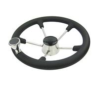 HUVNEXA Volante de barco Marine Destroyer 5 radios 13-1/2 pulgadas con perilla agarre espuma negra Sistema de timón para barcos marinos