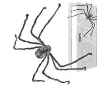 Huvqianu Araña Halloween - Decoración aterradora para casa embrujada - Araña decorativa 1,50 m para puerta, jardín, porche, sala de estar, dormitorio encantado