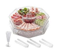 Huvqianu Bandeja Para Vegetales Con Tapa De - 5 Compartimentos Portátil Giratorio Transparente,Bandeja De Verduras Y Frutas - Para, Comida, Aperitivo, Cocina, Exterior, Pícnic