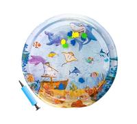 Huvqianu Cat Water Mat, Thickened Pet Water Bed, Interactive Sensory Pad, 9.45x9.45in Portable Floating Fish Design, Cooling Enrichment Play Mat for Indoor, Outdoor Activity