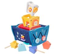 Huvqianu Children Wooden Toys, Interactive Cube, sin libras para niños, de trabajo para niños, tamaño de 12,2 pulgadas con capas
