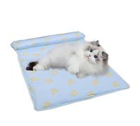 Huvqianu Cooling Dog Bed, Foldable Washable Pet Cooling Mat, Breathable Ice Pad Cushion, 5.91in Cute Sleeping Pad with Pillow Puppies and Kittens, Keeps Cool for Hot Weather