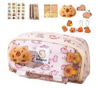 Huvqianu Cute Pencil Case, Large Capacity Pouch, 8.66x4.33x2.7in Wide Opening Stationery, Capybara Holder, Aesthetic Accessories Bag for Teachers, Teens, Boys, Girls, Kids, School