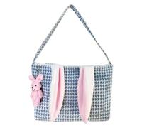 Huvqianu Easter Bunny Tote Bag, Reutilizable Zipper Tote, Fashionable Beach Bag, Soft Fabric Material, Spacious Interior, Stylish Blue White Colors, 20 x 33 x 24 cm, Perfect for Daily Use, Shopping