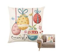 Huvqianu Easter Pillow Covers, Soft Linen Easter Egg Cushion Case, 17,72 x 17,72 in Decorative Sofa Pillow Cover, Accent for Couch, Patio, Garden and Spring Home Decor