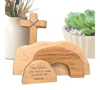 Huvqianu Easter Resurrection Scene Set, Handcrafted Wooden Tiered Tray Kit, Christian Religious Nativity Decoración, Jesús Resurrection Table Display for Home, Iglesia, Espiritual Celebrations