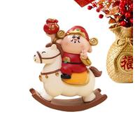 Huvqianu Estatua del Dios de la Riqueza | Decoración china de resina para el hogar | vintage de caballo - para tienda, hogar, escuela, oficinas, cafeterías, librerías, sala de estar