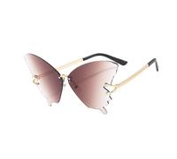 Huvqianu - Gafas de mariposa sin montura, protección UV sin montura de gran tamaño, antideslumbramiento, para vacaciones, playa, verano, conducción festival, rosa fuerte, Se référer au descriptif