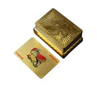 Huvqianu Gold Foil Poker Cards, impermeable PVC Playing Cards, 3,43 x 2,24 in Portable Tabletop Game for Poker Parties, Perfect Leisure Card for Festivals & Gatherings