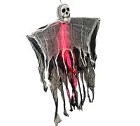 Huvqianu Halloween Skeleton, Flying Ghost Lighted Prop, Fog-Effect Floating Ornament, Spooky LED Eyes, Colgando Horror Decoration, for Garden, Classroom, Wall, Yard, Carnival Use, 80 x 61 cm