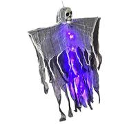 Huvqianu Halloween Skeleton, Flying Ghost Lighted Prop, Fog-Effect Floating Ornament, Spooky LED Eyes, Colgando Horror Decoration, for Garden, Classroom, Wall, Yard, Carnival Use, 80 x 61 cm