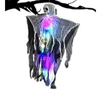 Huvqianu Halloween Skeleton, Flying Ghost Lighted Prop, Fog-Effect Floating Ornament, Spooky LED Eyes, Colgando Horror Decoration, for Garden, Classroom, Wall, Yard, Carnival Use, 80 x 61 cm