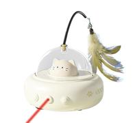 Huvqianu Interactive Cat Feather Toy, Rechargeable and Rotating Pet Enrichment Device, 4.33x4.53in on Kittens, Boredom Exerciser, Features 600mAh Battery for Exciting Hunting, Chasing Games