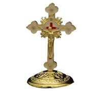 Huvqianu Jesus Cross Statue - Religious Spiritual Figurine, Standing Jesus Decoration, Cross Holiday Display, Elegant Resin Craft with Detailed Design for Bedside, Desk, Desktop, Bathroom, Mante