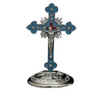 Huvqianu Jesus Cross Statue - Religious Spiritual Figurine, Standing Jesus Decoration, Cross Holiday Display, Elegant Resin Craft with Detailed Design for Bedside, Desk, Desktop, Bathroom, Mante