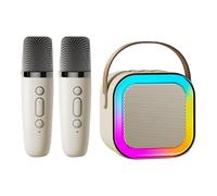 Huvqianu Juego de karaoke portátil, máquina de karaoke de dientes azules, de karaoke inalámbrico, juego de karaoke compacto, micrófono y altavoz de karaokes, máquina de canto portátil, juego